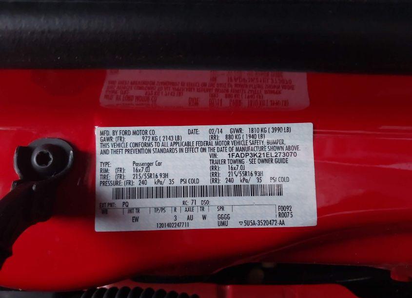 Photo 9 of 2014 Ford Focus SE (VIN 1FADP3K21EL273070)