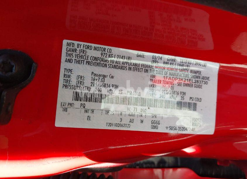 Photo 9 of 2014 Ford Focus SE (VIN 1FADP3K21EL283730)