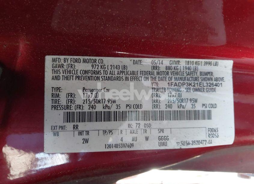 Photo 9 of 2014 Ford Focus SE (VIN 1FADP3K21EL326401)