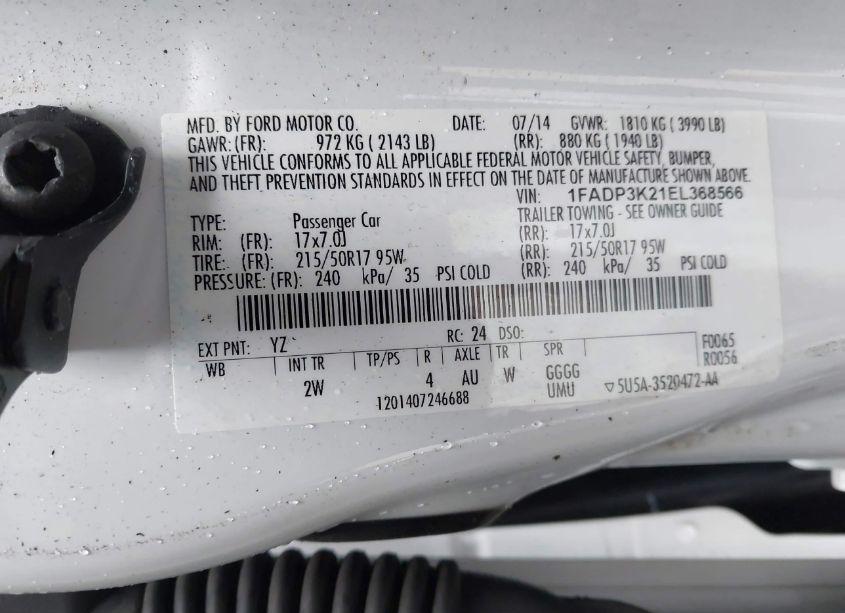 Photo 9 of 2014 Ford Focus SE (VIN 1FADP3K21EL368566)