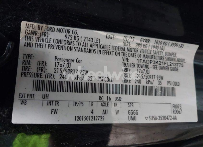 Photo 9 of 2015 Ford Focus SE (VIN 1FADP3K21FL213775)