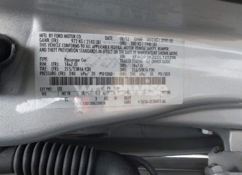 Photo 9 of 2013 Ford Focus SE (VIN 1FADP3K22DL125296)