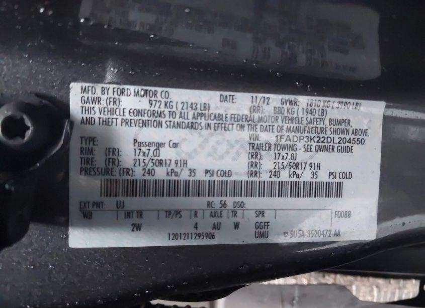 Photo 9 of 2013 Ford Focus SE (VIN 1FADP3K22DL204550)