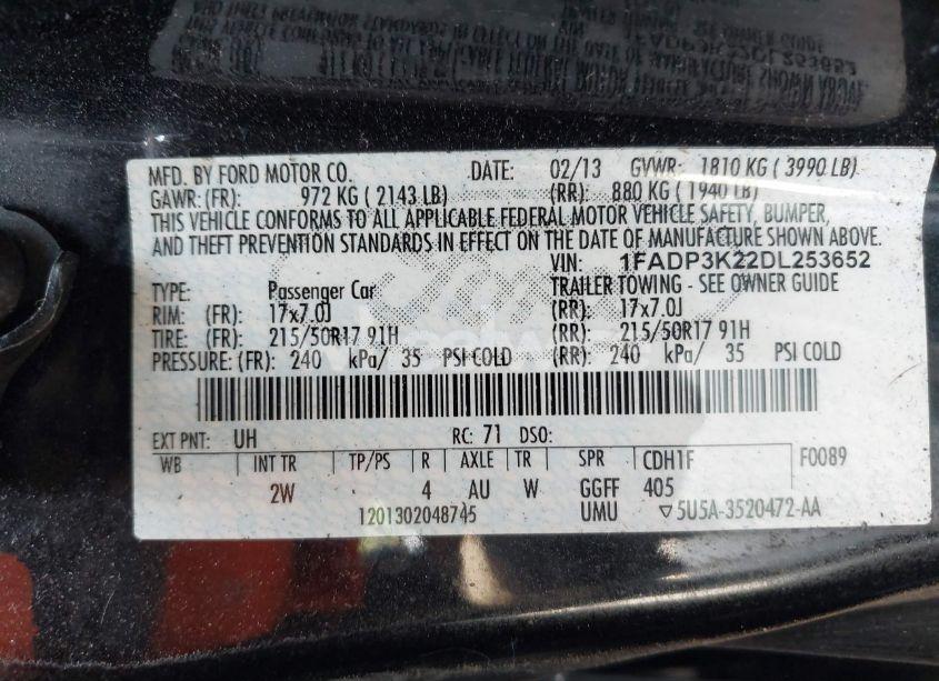 Photo 9 of 2013 Ford Focus SE (VIN 1FADP3K22DL253652)