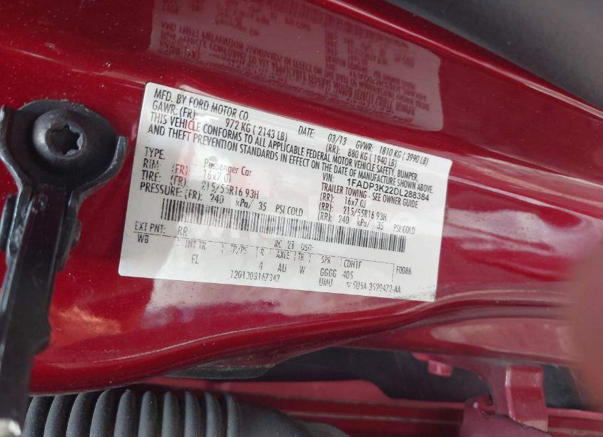 Photo 9 of 2013 Ford Focus SE (VIN 1FADP3K22DL288384)