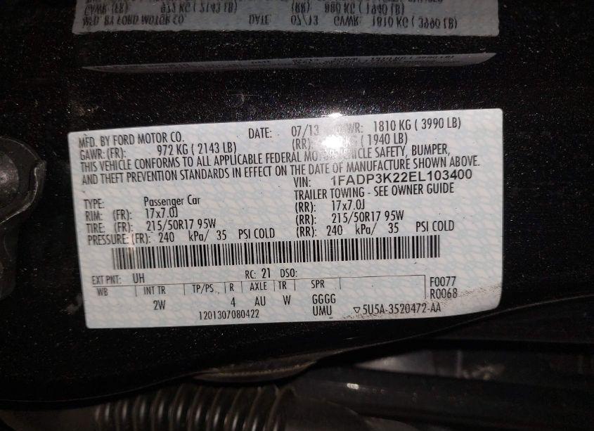 Photo 9 of 2014 Ford Focus SE (VIN 1FADP3K22EL103400)