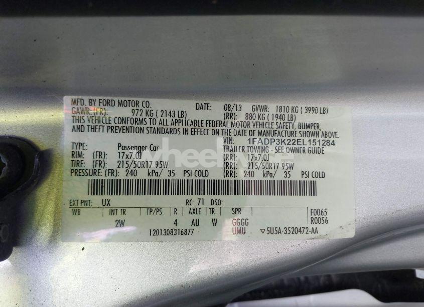 Photo 9 of 2014 Ford Focus SE (VIN 1FADP3K22EL151284)