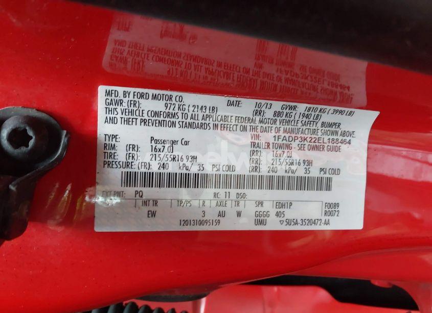 Photo 9 of 2014 Ford Focus SE (VIN 1FADP3K22EL188464)