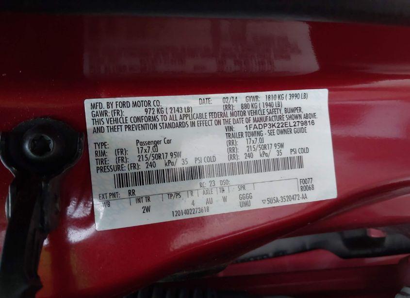 Photo 9 of 2014 Ford Focus SE (VIN 1FADP3K22EL279816)