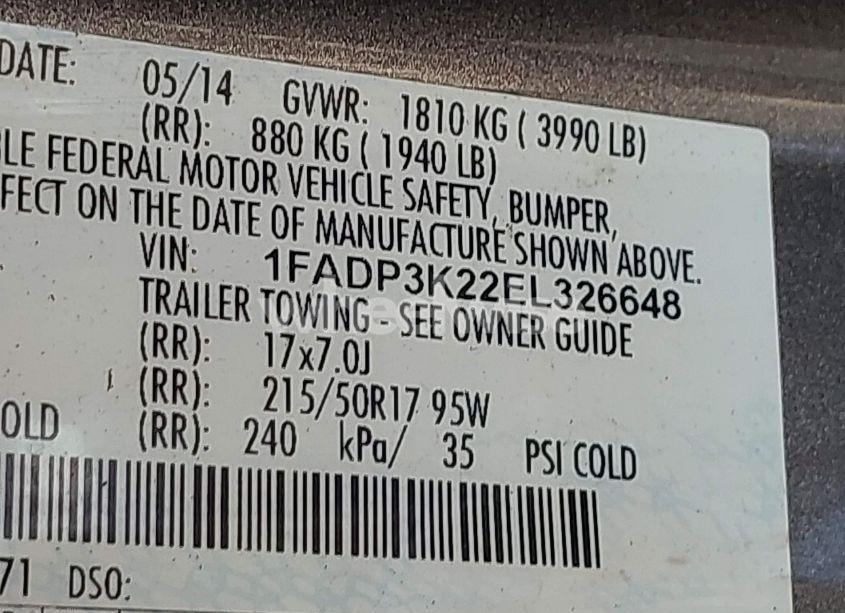 Photo 9 of 2014 Ford Focus SE (VIN 1FADP3K22EL326648)