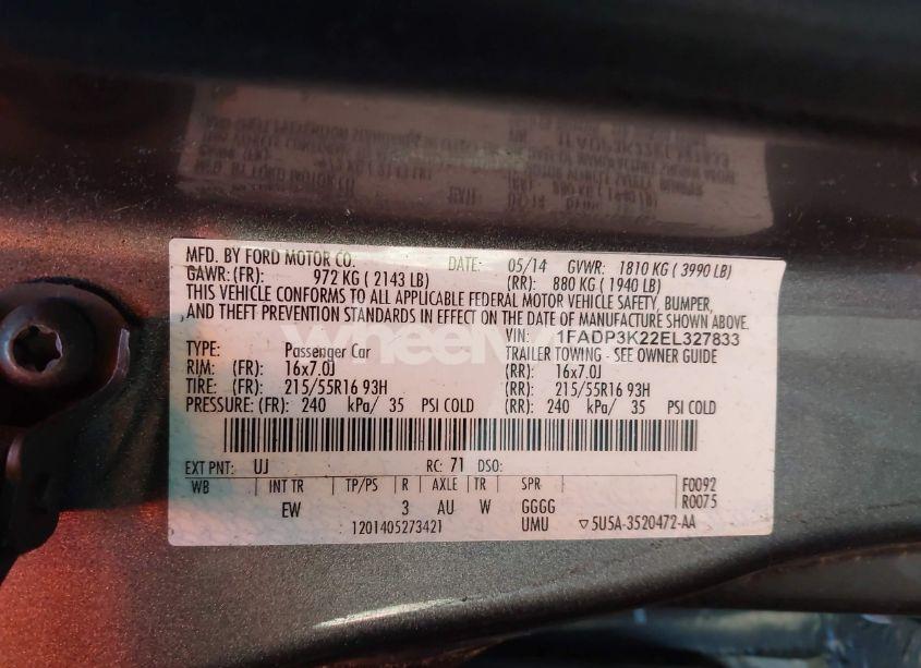 Photo 9 of 2014 Ford Focus SE (VIN 1FADP3K22EL327833)