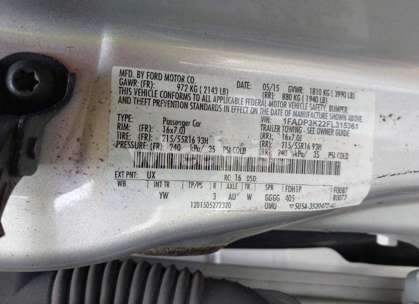 Photo 9 of 2015 Ford Focus SE (VIN 1FADP3K22FL315361)