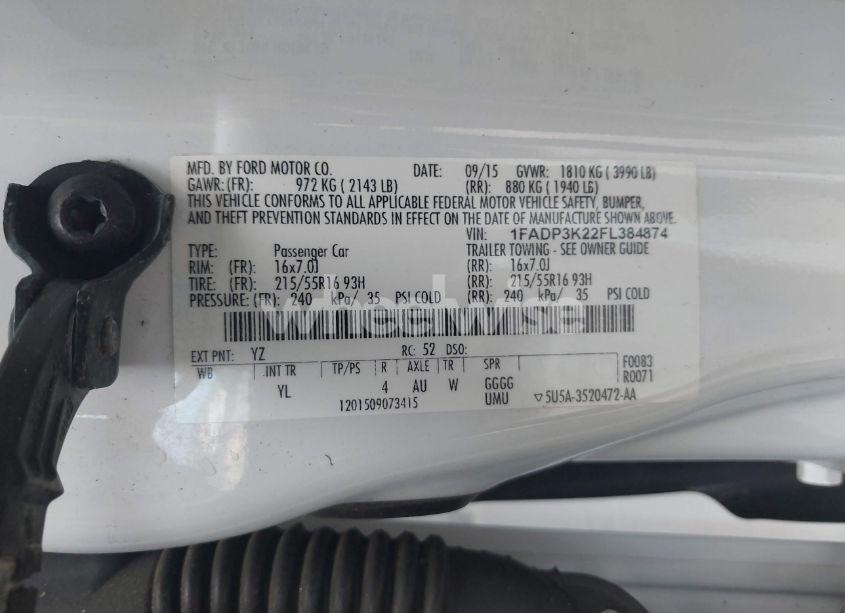 Photo 9 of 2015 Ford Focus SE (VIN 1FADP3K22FL384874)