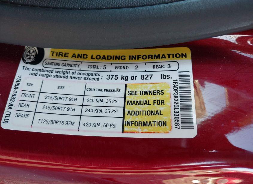 Photo 9 of 2016 Ford Focus SE (VIN 1FADP3K22GL330587)