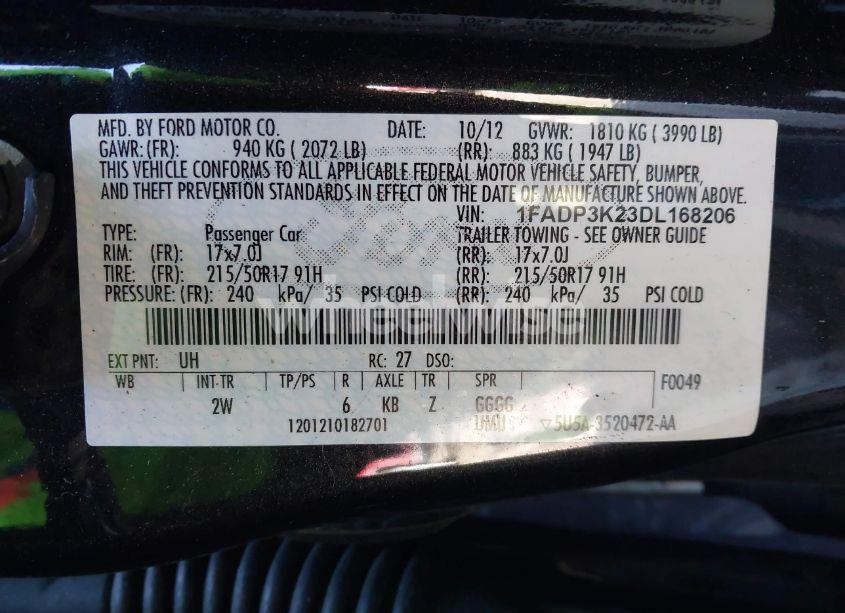 Photo 9 of 2013 Ford Focus SE (VIN 1FADP3K23DL168206)