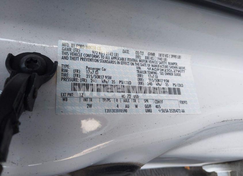 Photo 9 of 2013 Ford Focus SE (VIN 1FADP3K23DL279077)