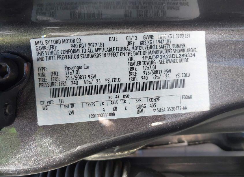 Photo 9 of 2013 Ford Focus SE (VIN 1FADP3K23DL289334)