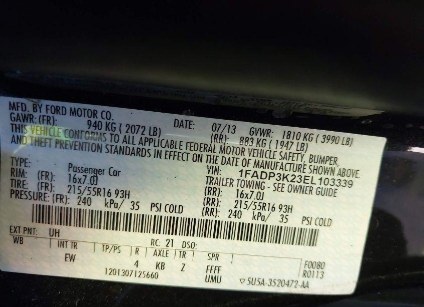 Photo 9 of 2014 Ford Focus SE (VIN 1FADP3K23EL103339)