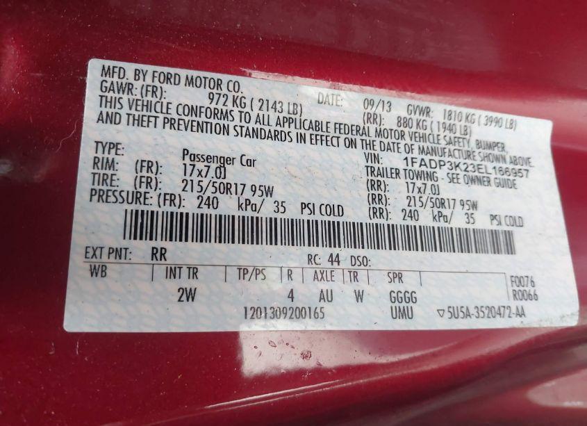 Photo 9 of 2014 Ford Focus SE (VIN 1FADP3K23EL166957)