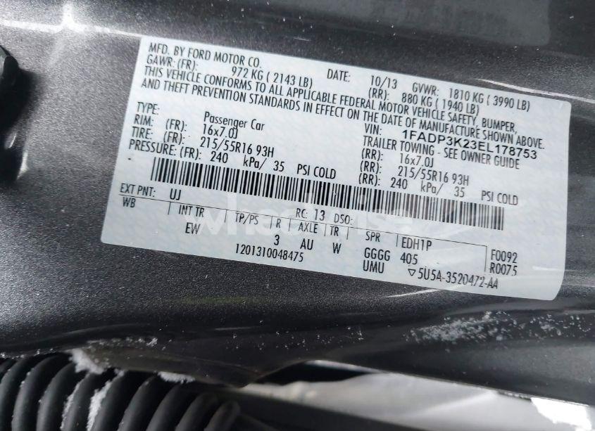 Photo 9 of 2014 Ford Focus SE (VIN 1FADP3K23EL178753)