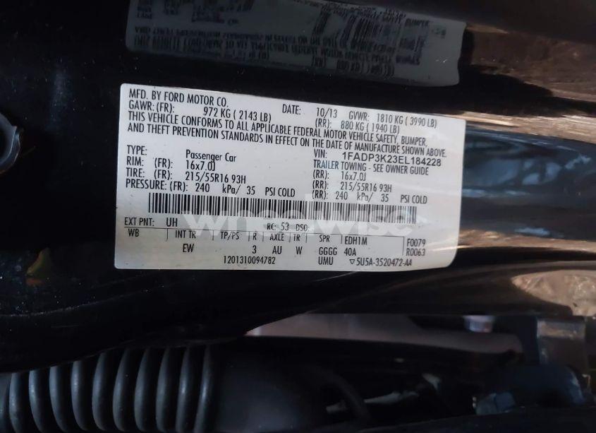 Photo 9 of 2014 Ford Focus SE (VIN 1FADP3K23EL184228)