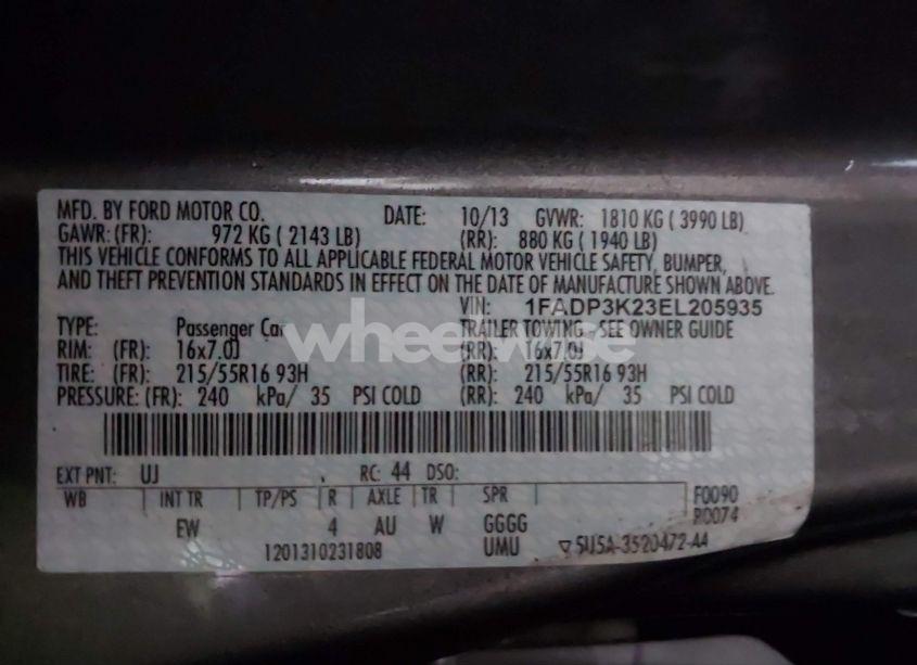 Photo 9 of 2014 Ford Focus SE (VIN 1FADP3K23EL205935)