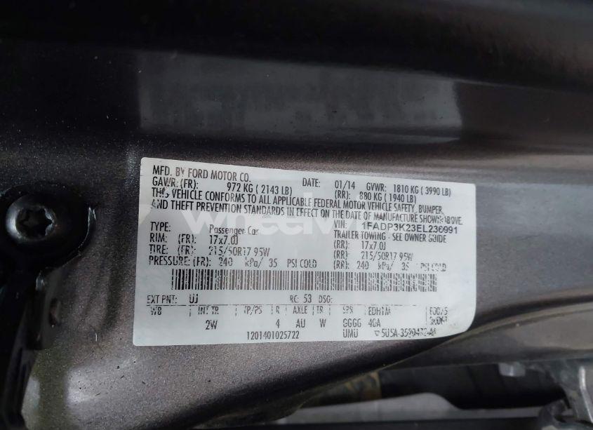 Photo 9 of 2014 Ford Focus SE (VIN 1FADP3K23EL236991)