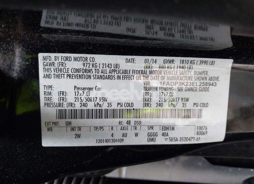 Photo 9 of 2014 Ford Focus SE (VIN 1FADP3K23EL258943)