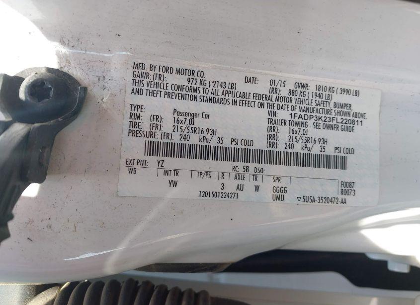 Photo 9 of 2015 Ford Focus SE (VIN 1FADP3K23FL220811)