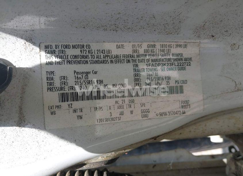 Photo 9 of 2015 Ford Focus SE (VIN 1FADP3K23FL222722)