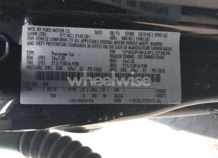 Photo 9 of 2015 Ford Focus SE (VIN 1FADP3K23FL373639)