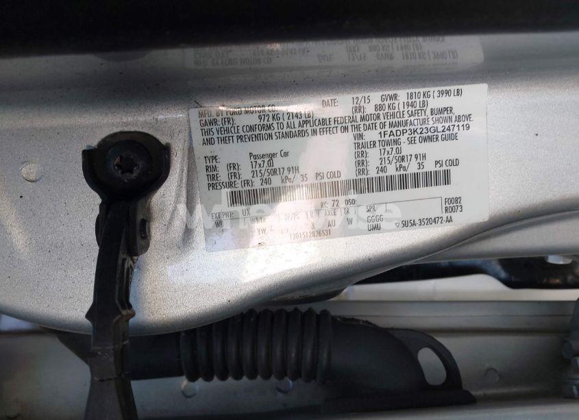 Photo 9 of 2016 Ford Focus SE (VIN 1FADP3K23GL247119)