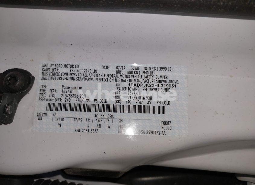 Photo 9 of 2017 Ford Focus SE (VIN 1FADP3K23HL319051)