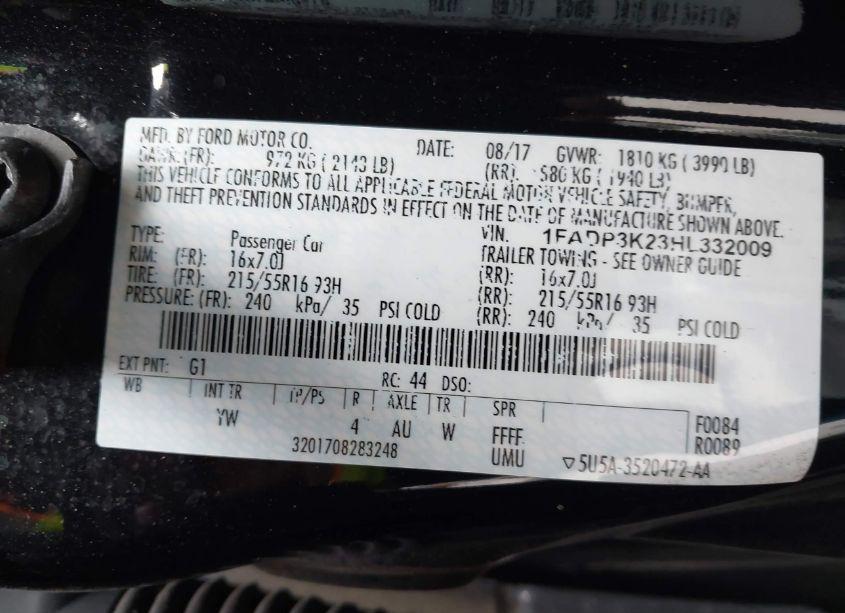 Photo 9 of 2017 Ford Focus SE (VIN 1FADP3K23HL332009)