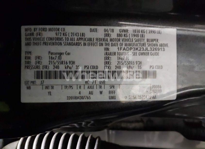 Photo 9 of 2018 Ford Focus SE (VIN 1FADP3K23JL326913)