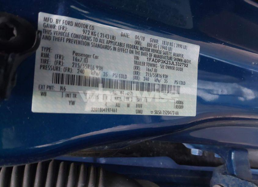 Photo 9 of 2018 Ford Focus SE (VIN 1FADP3K23JL332792)