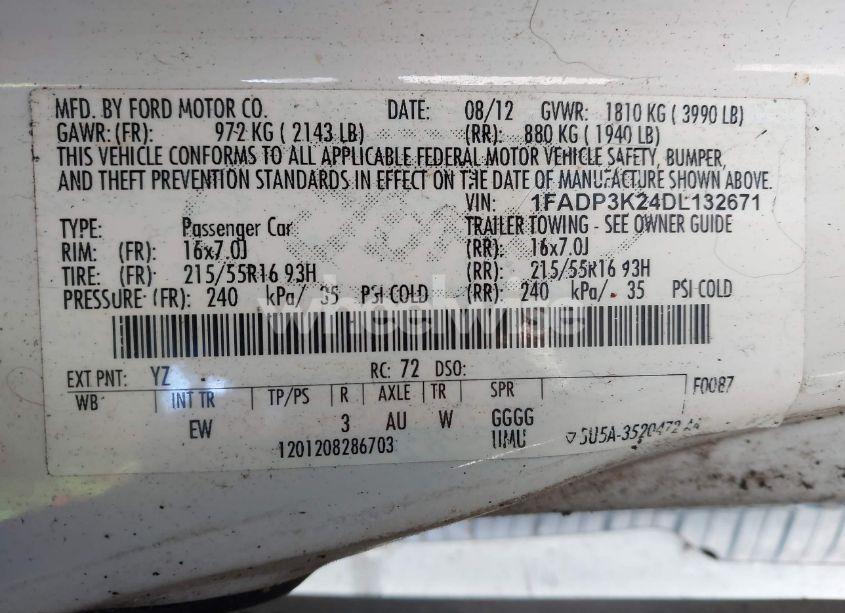 Photo 9 of 2013 Ford Focus SE (VIN 1FADP3K24DL132671)