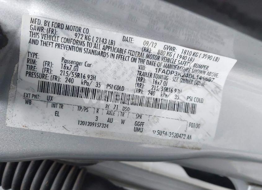 Photo 9 of 2013 Ford Focus SE (VIN 1FADP3K24DL146697)