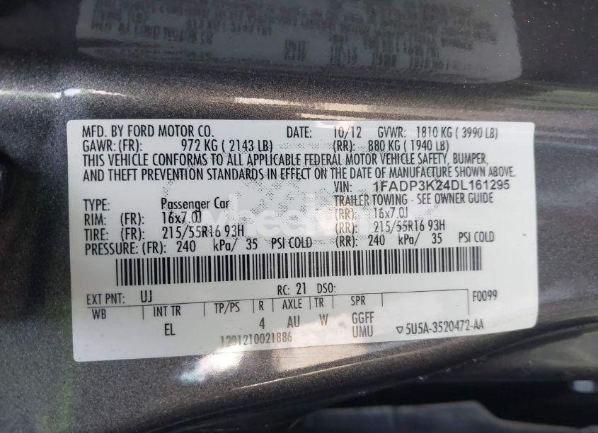 Photo 9 of 2013 Ford Focus SE (VIN 1FADP3K24DL161295)