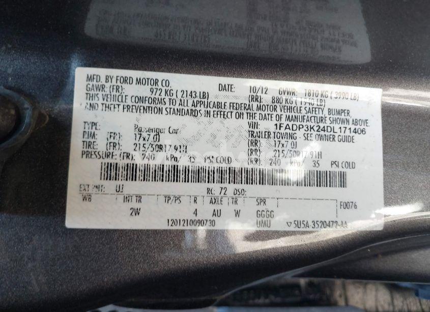 Photo 9 of 2013 Ford Focus SE (VIN 1FADP3K24DL171406)
