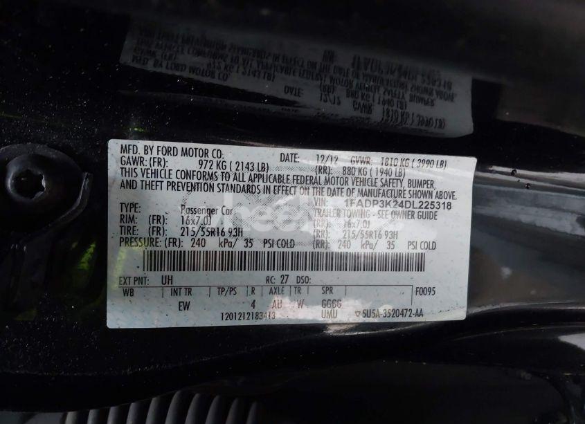 Photo 9 of 2013 Ford Focus SE (VIN 1FADP3K24DL225318)