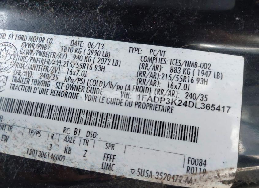 Photo 9 of 2013 Ford Focus SE (VIN 1FADP3K24DL365417)