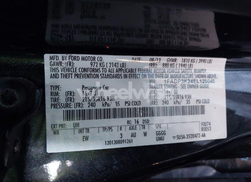 Photo 9 of 2014 Ford Focus SE (VIN 1FADP3K24EL126046)