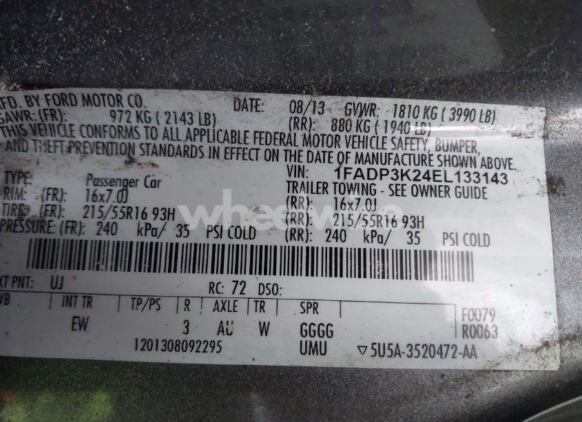 Photo 9 of 2014 Ford Focus SE (VIN 1FADP3K24EL133143)