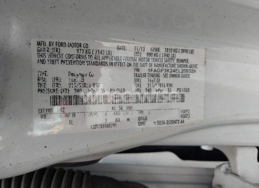 Photo 9 of 2014 Ford Focus SE (VIN 1FADP3K24EL209329)