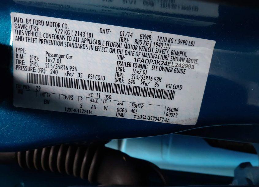 Photo 9 of 2014 Ford Focus SE (VIN 1FADP3K24EL242993)