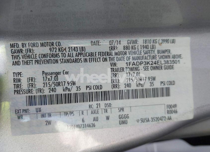 Photo 9 of 2014 Ford Focus SE (VIN 1FADP3K24EL383501)