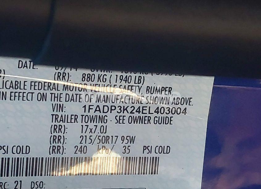 Photo 9 of 2014 Ford Focus SE (VIN 1FADP3K24EL403004)