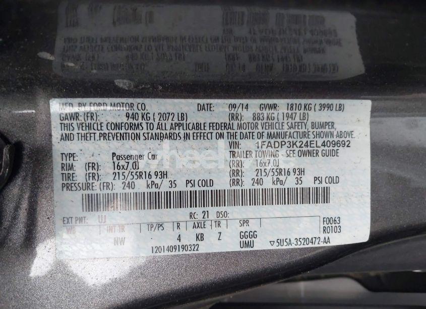 Photo 9 of 2014 Ford Focus SE (VIN 1FADP3K24EL409692)