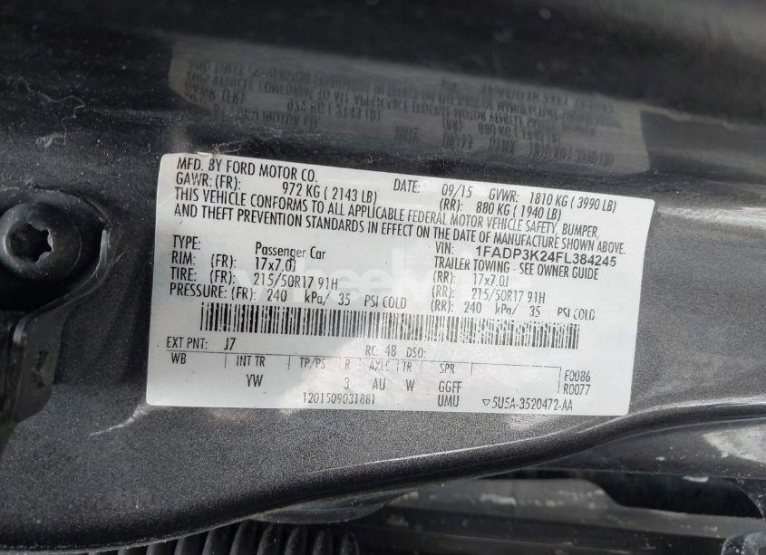 Photo 9 of 2015 Ford Focus SE (VIN 1FADP3K24FL384245)